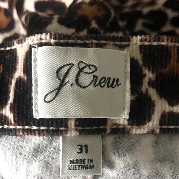 J. CREW ReImagined High Rise Animal Print Pants Stretch Corduroys Jeans - Picture 2 of 12